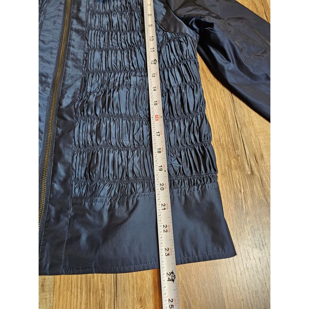 Renuar Pleated Ruffled Zip Up Jacket Women's Size 8 Blue Shiney - Picture 10 of 10